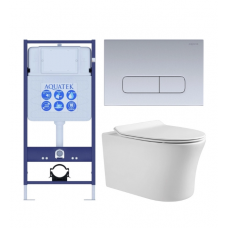 Комплект инсталляции с подвесным унитазом AQUATEK с сиденьем и кнопкой SET AQUATEK НИКА-014 4в1